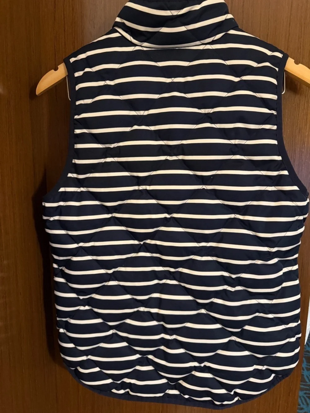 J. Crew Navy Quilted Puffer Vest with Gold-Tone Hardware